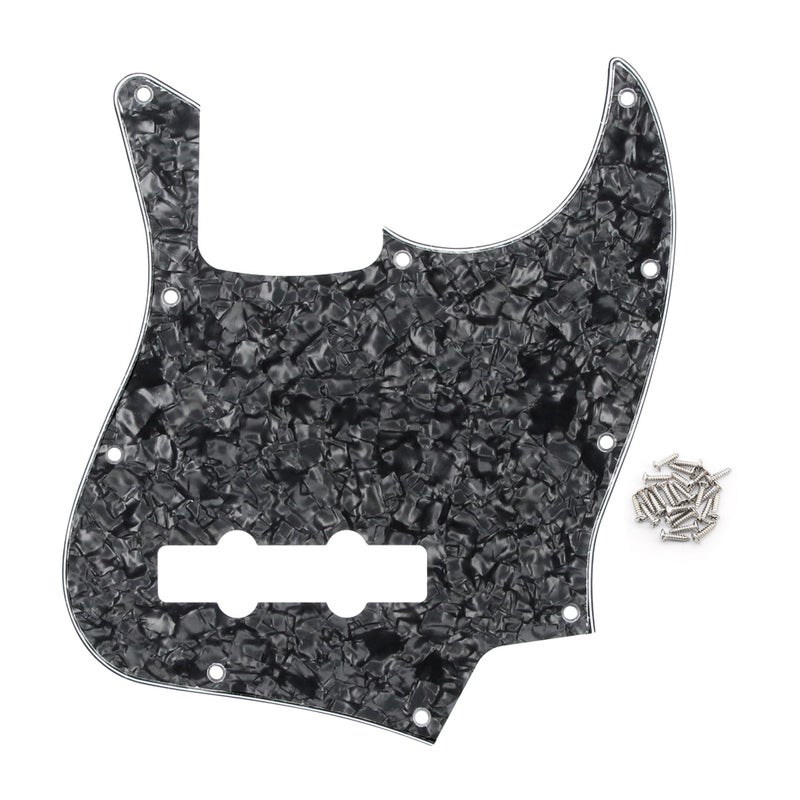 FLEOR 10 Hole J Bass Pickguard Scratch Plate Pick Guards for 4 Strings American/Mexican Standard J Bass Part, 4Ply Black Pearl - Image 1